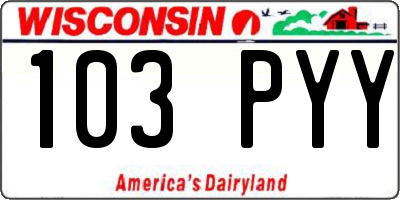WI license plate 103PYY