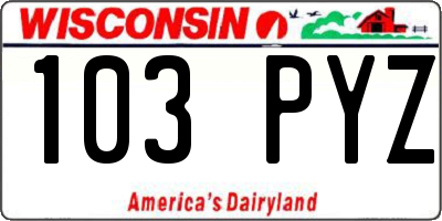 WI license plate 103PYZ