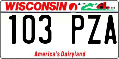 WI license plate 103PZA