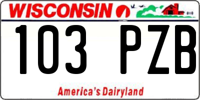 WI license plate 103PZB