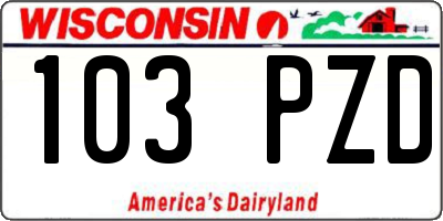 WI license plate 103PZD