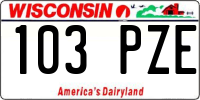 WI license plate 103PZE
