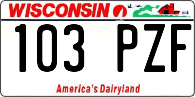 WI license plate 103PZF