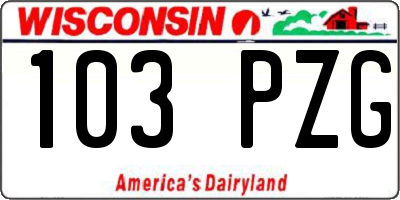 WI license plate 103PZG