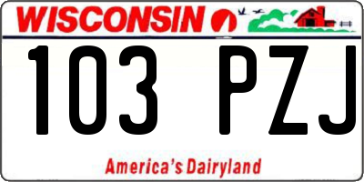 WI license plate 103PZJ