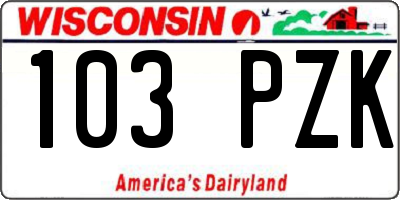 WI license plate 103PZK