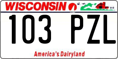 WI license plate 103PZL