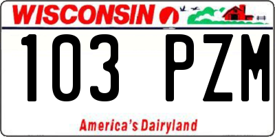 WI license plate 103PZM