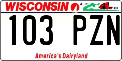 WI license plate 103PZN