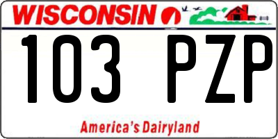 WI license plate 103PZP