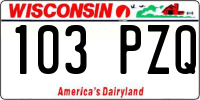 WI license plate 103PZQ