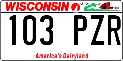 WI license plate 103PZR