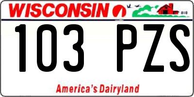 WI license plate 103PZS