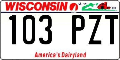 WI license plate 103PZT
