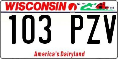 WI license plate 103PZV