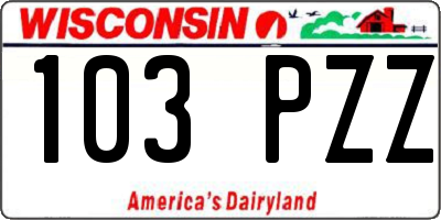 WI license plate 103PZZ