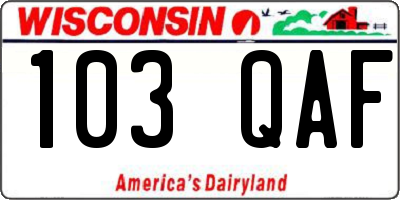 WI license plate 103QAF