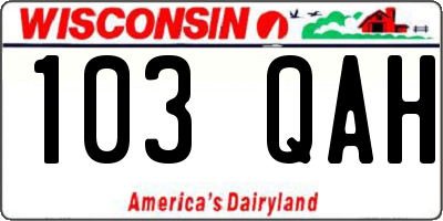 WI license plate 103QAH