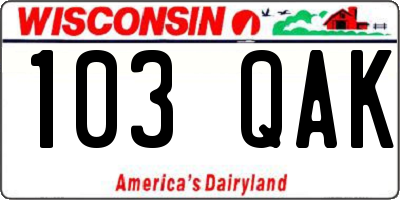 WI license plate 103QAK