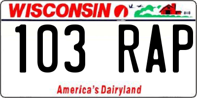 WI license plate 103RAP