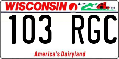 WI license plate 103RGC
