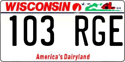 WI license plate 103RGE