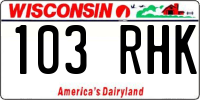 WI license plate 103RHK