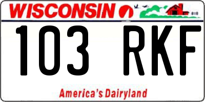 WI license plate 103RKF
