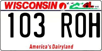 WI license plate 103ROH