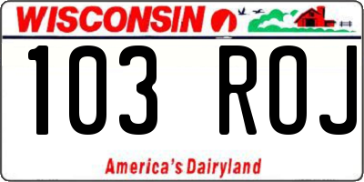 WI license plate 103ROJ