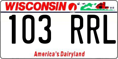 WI license plate 103RRL