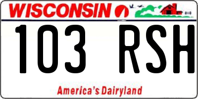 WI license plate 103RSH