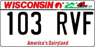 WI license plate 103RVF