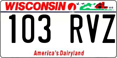 WI license plate 103RVZ