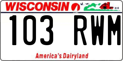 WI license plate 103RWM
