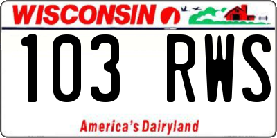WI license plate 103RWS