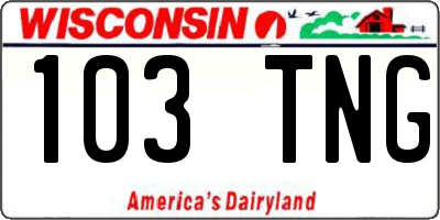 WI license plate 103TNG
