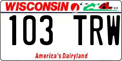 WI license plate 103TRW