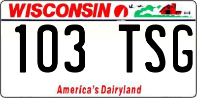 WI license plate 103TSG