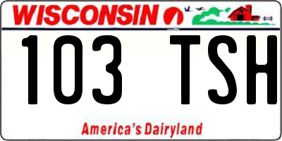 WI license plate 103TSH