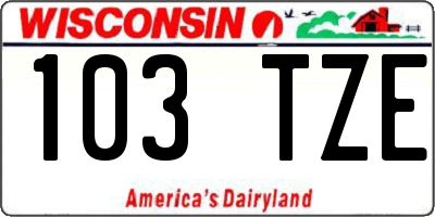 WI license plate 103TZE