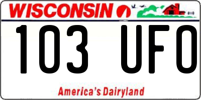 WI license plate 103UFO