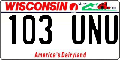 WI license plate 103UNU