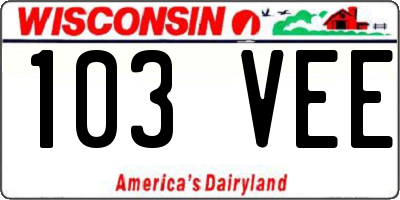 WI license plate 103VEE