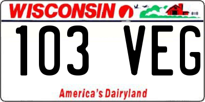 WI license plate 103VEG