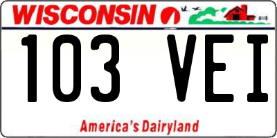 WI license plate 103VEI
