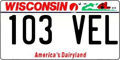 WI license plate 103VEL
