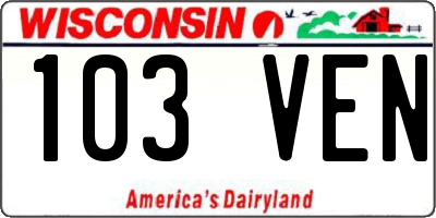 WI license plate 103VEN