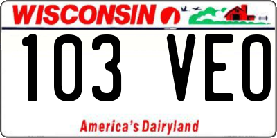 WI license plate 103VEO