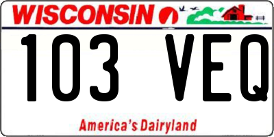 WI license plate 103VEQ